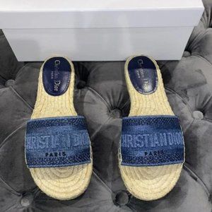 New Size 36 Dior Granville Sandals Blue Denim